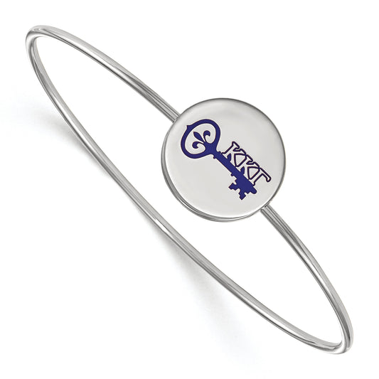 Sterling Silver S. Rh Plated Logoart Kappa Gamma Enameled Slip On Bangle
