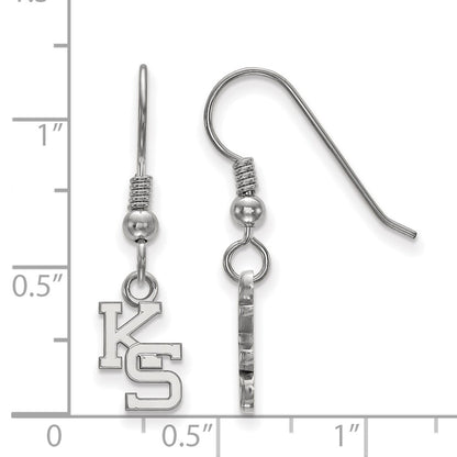 Sterling Silver Rhodium Plated Logoart Kansas State University K S Extra Small Dangle Wire Earrings