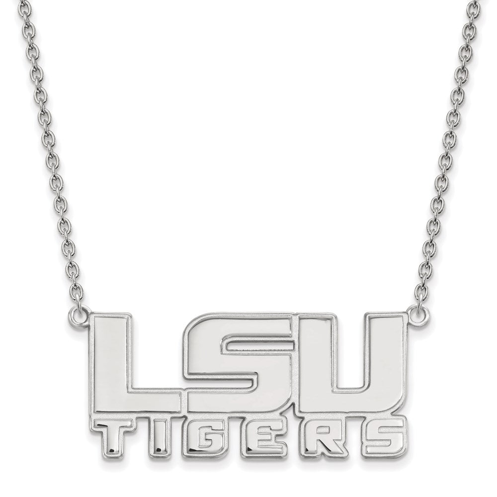 14K White Gold Logoart Louisiana State University L S U Tigers Large Pendant 18 Inch Necklace