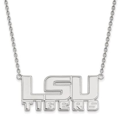 14K White Gold Logoart Louisiana State University L S U Tigers Large Pendant 18 Inch Necklace