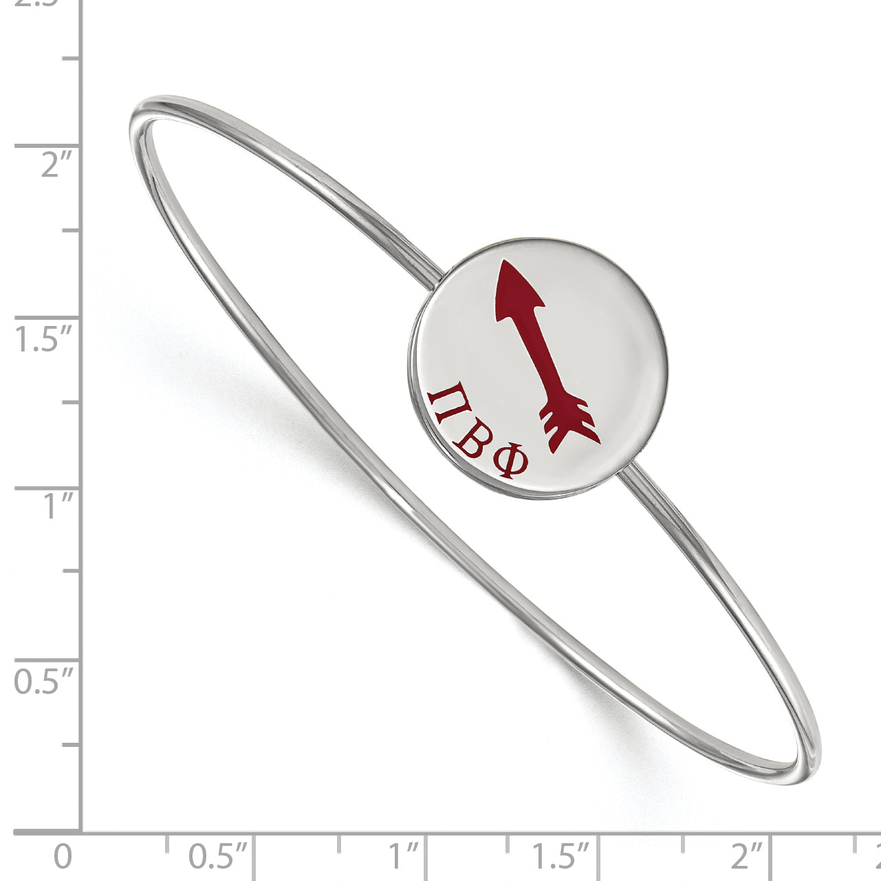 Sterling Silver Rh Plated Logoart Pi Beta Phi Enameled Slip On Bangle