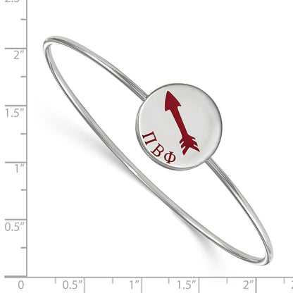 Sterling Silver Rh Plated Logoart Pi Beta Phi Enameled Slip On Bangle