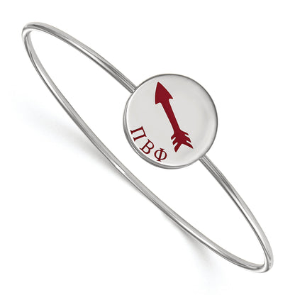 Sterling Silver Rh Plated Logoart Pi Beta Phi Enameled Slip On Bangle