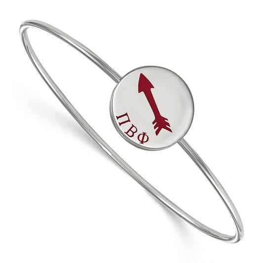 Sterling Silver Rh Plated Logoart Pi Beta Phi Enameled Slip On Bangle