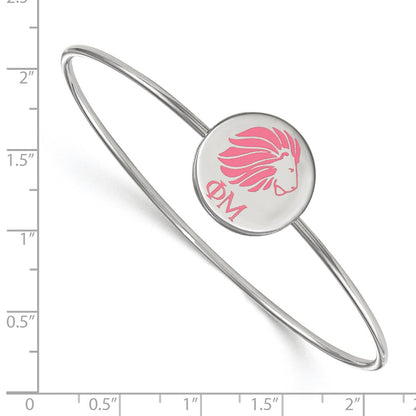 Sterling Silver Rh Plated Logoart Phi Mu Enameled Slip On Bangle