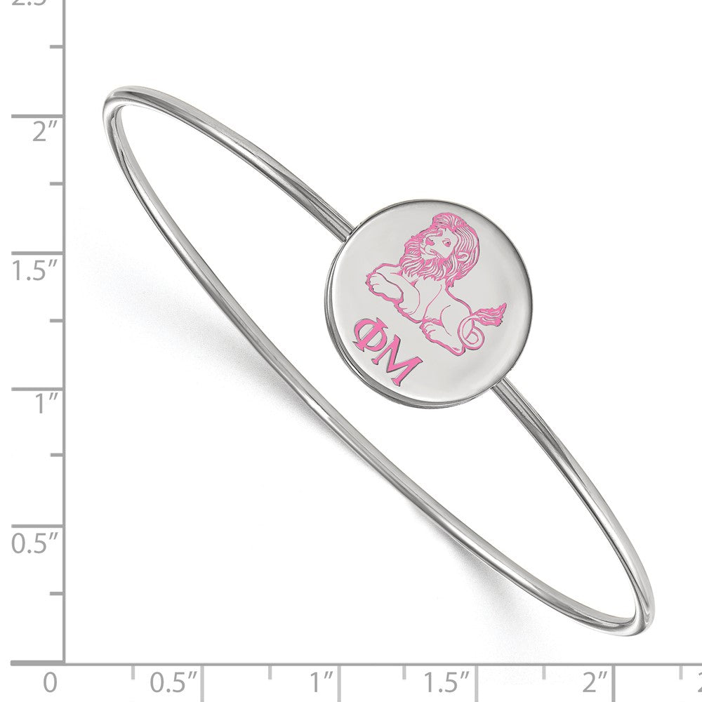 Sterling Silver Rh Plated Logoart Phi Mu Enameled Slip On Bangle