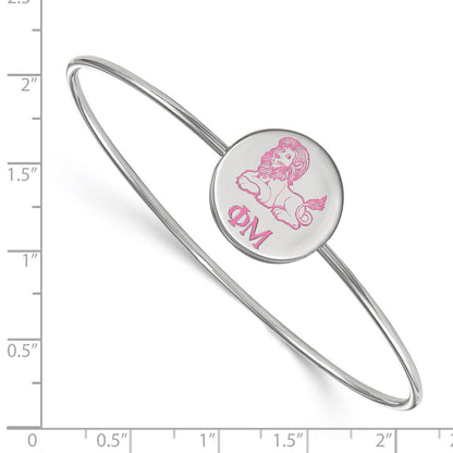 Sterling Silver Rh Plated Logoart Phi Mu Enameled Slip On Bangle