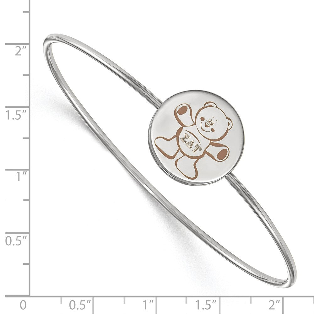 Sterling Silver Rh Plated Logoart Sigma Delta Tau Enameled Slip On Bangle