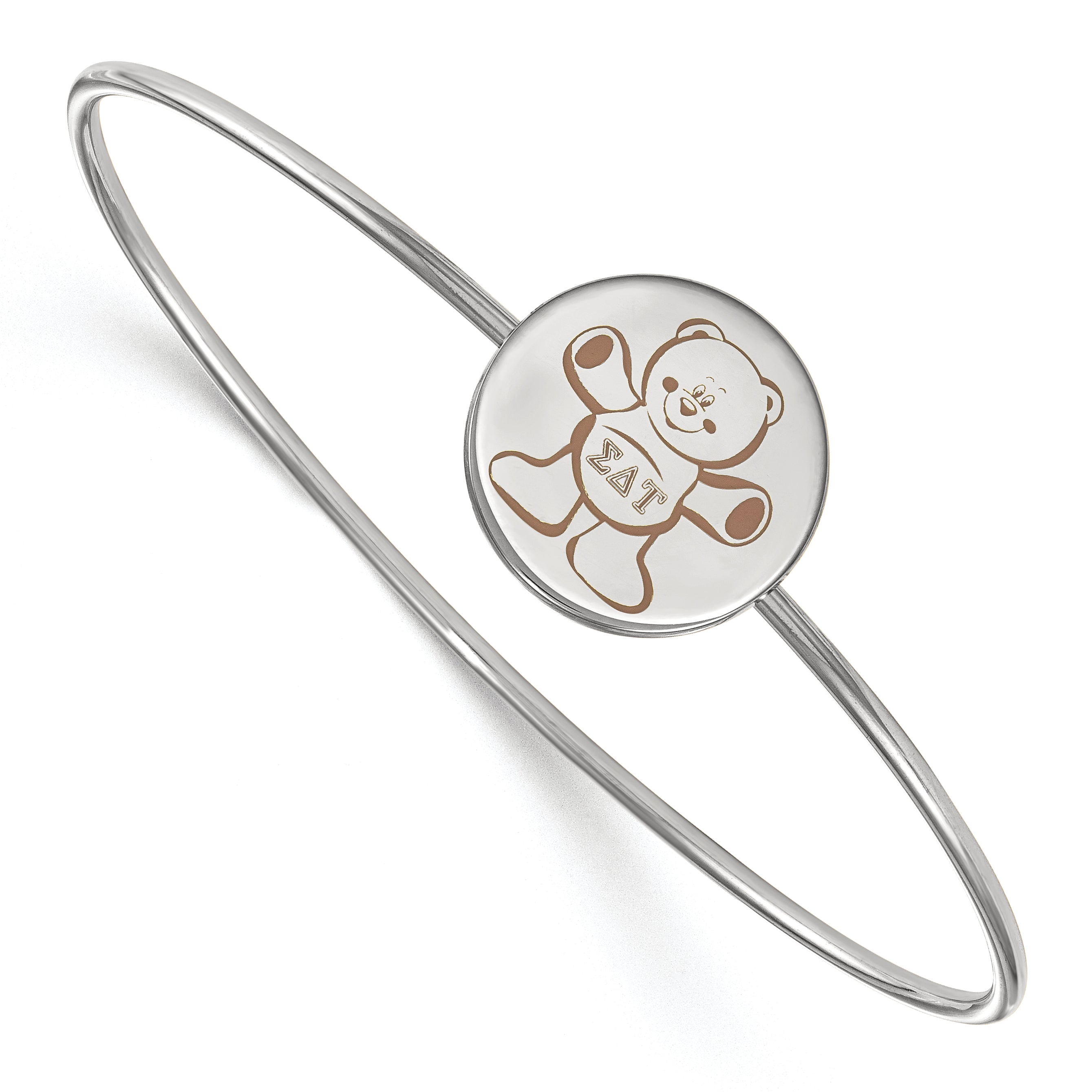 Sterling Silver Rh Plated Logoart Sigma Delta Tau Enameled Slip On Bangle