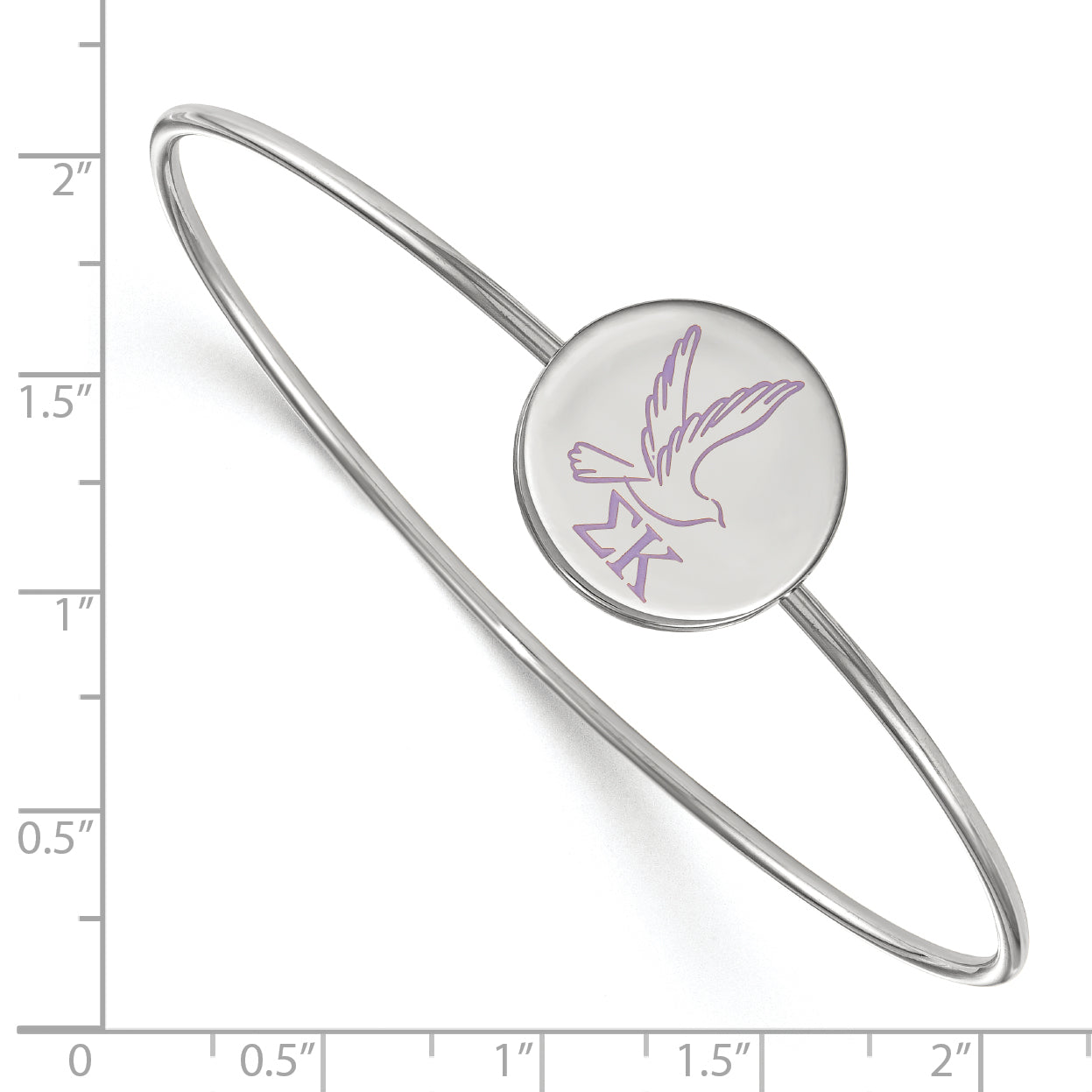 Sterling Silver Rh Plated Logoart Sigma Kappa Enameled Slip On Bangle