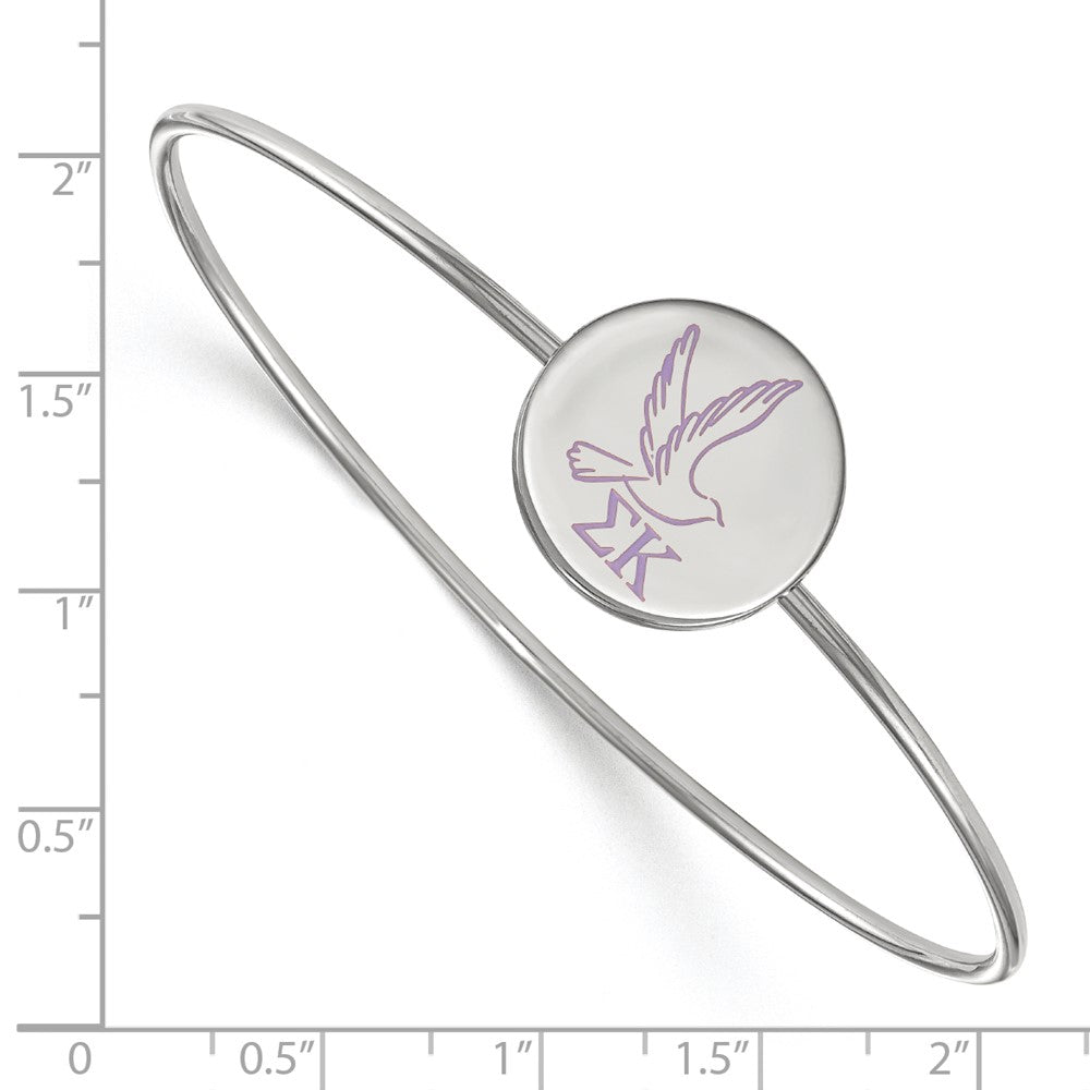 Sterling Silver Rh Plated Logoart Sigma Kappa Enameled Slip On Bangle