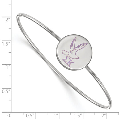 Sterling Silver Rh Plated Logoart Sigma Kappa Enameled Slip On Bangle