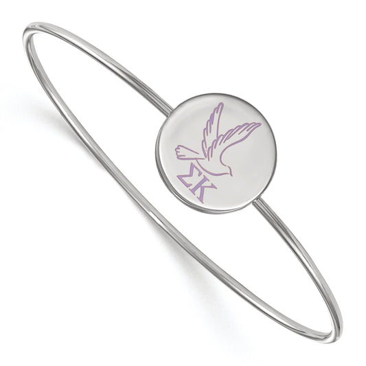 Sterling Silver Rh Plated Logoart Sigma Kappa Enameled Slip On Bangle