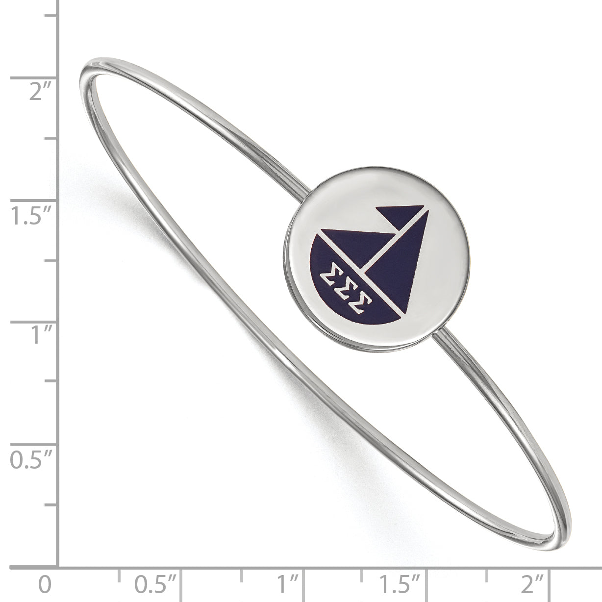 Sterling Silver S. Rh Plated Logoart Sigma Enameled Slip On Bangle