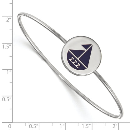 Sterling Silver S. Rh Plated Logoart Sigma Enameled Slip On Bangle