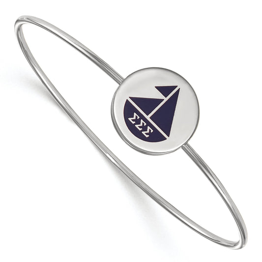 Sterling Silver S. Rh Plated Logoart Sigma Enameled Slip On Bangle