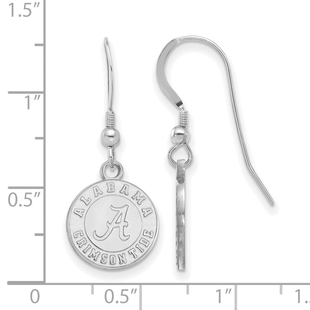 Sterling Silver Rhodium Plated Logoart University Of Alabama Crimson Tide Small Dangle Wire Earrings