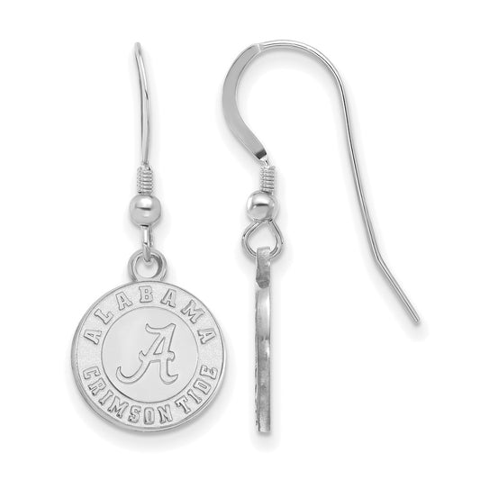 Sterling Silver Rhodium Plated Logoart University Of Alabama Crimson Tide Small Dangle Wire Earrings
