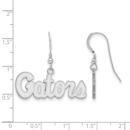 Sterling Silver Rhodium Plated Logoart University Of Florida Gators Script Small Dangle Wire Earrings