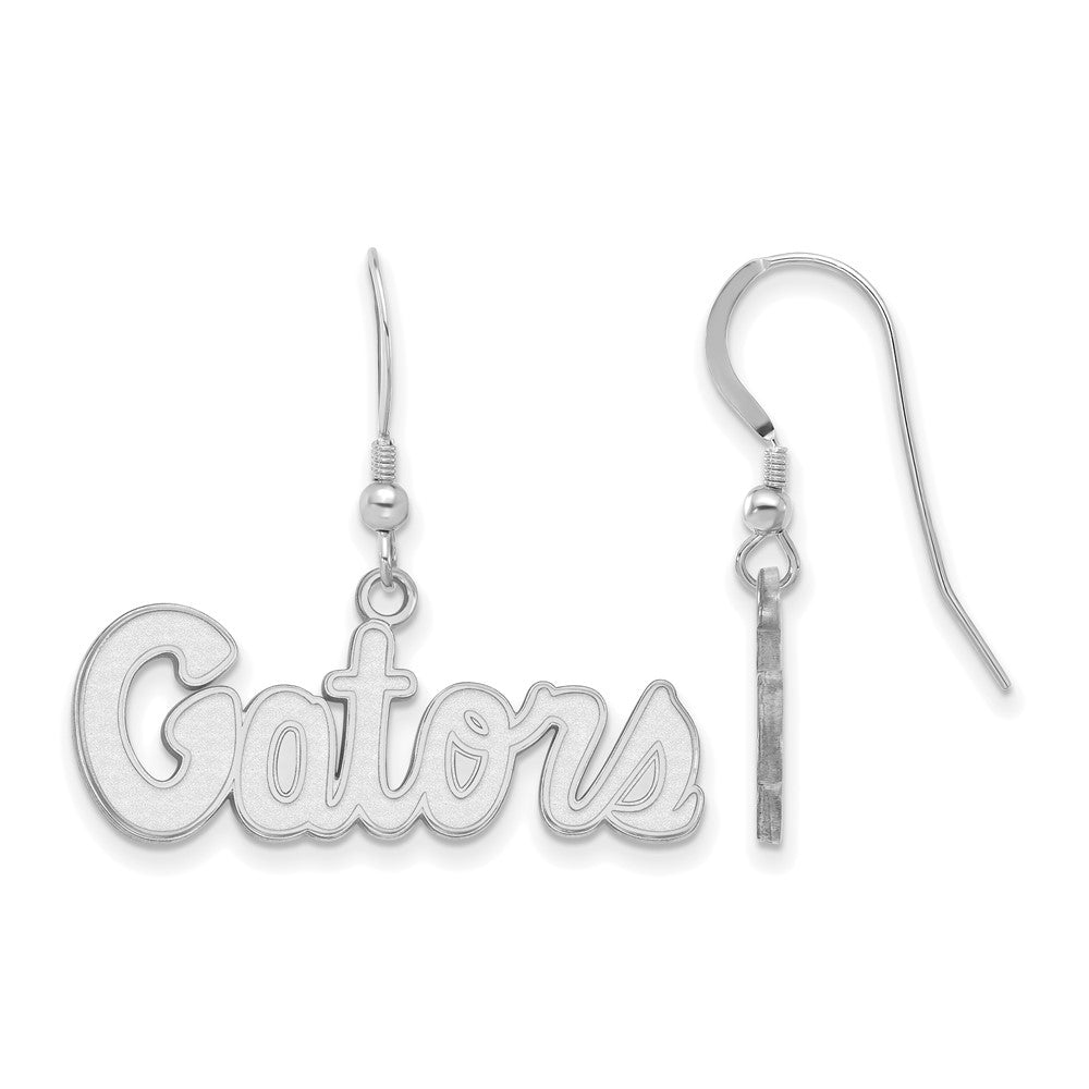 Sterling Silver Rhodium Plated Logoart University Of Florida Gators Script Small Dangle Wire Earrings