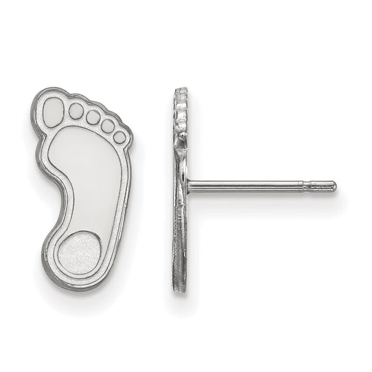Sterling Silver Rhodium Plated Logoart University Of North Carolina Tar Heel Small Post Earrings