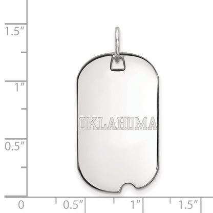 Sterling Silver Rhodium Plated Logoart University Of Oklahoma Small Dog Tag Pendant