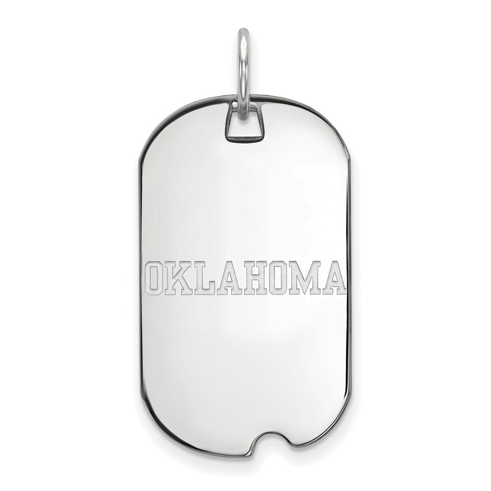 14K White Gold Logoart University Of Oklahoma Small Dog Tag Pendant