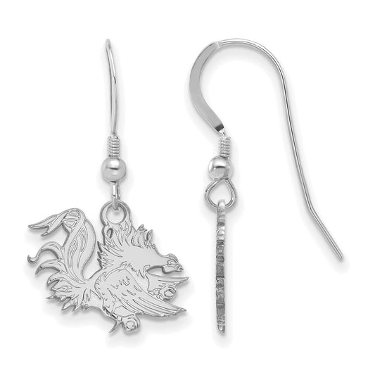 Sterling Silver Rhodium Plated Logoart University Of South Carolina Gamecock Small Dangle Wire Earrings