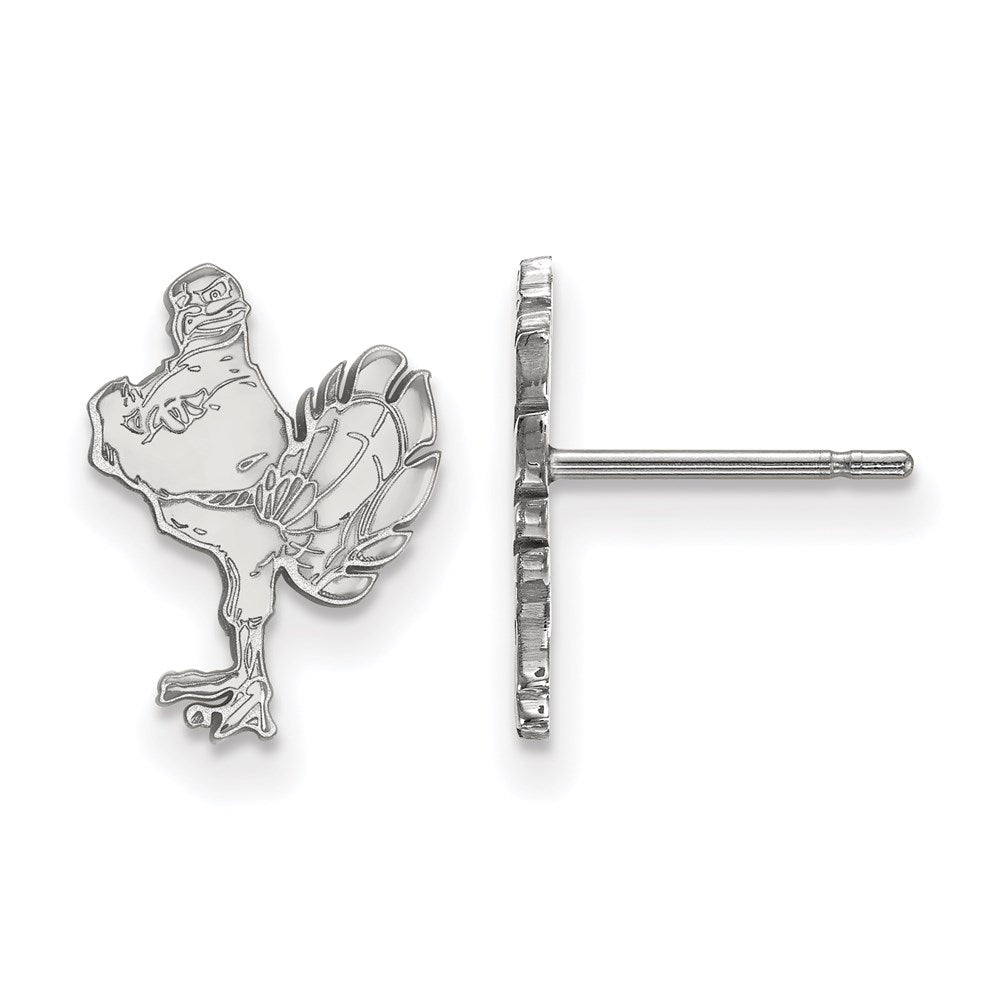 14K White Gold Logoart Virginia Tech Hokiebird Small Post Earrings