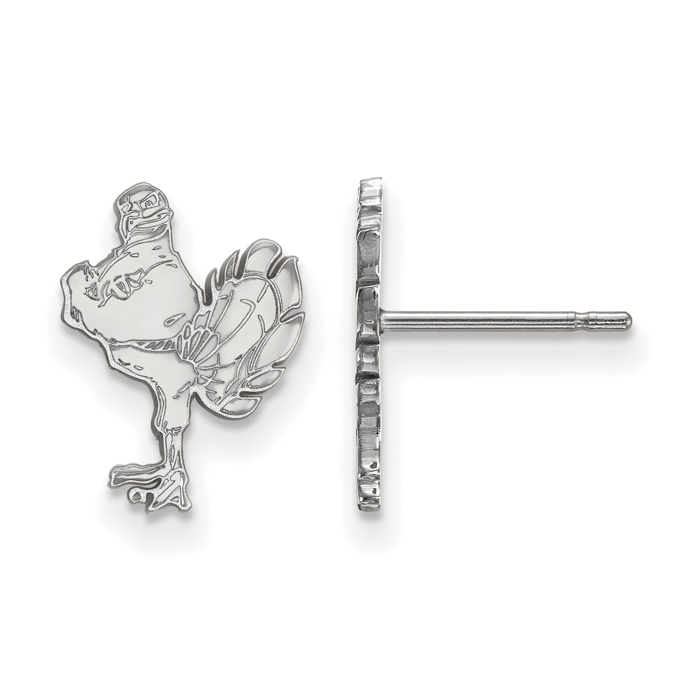 Sterling Silver Rhodium Plated Logoart Virginia Tech Hokiebird Small Post Earrings