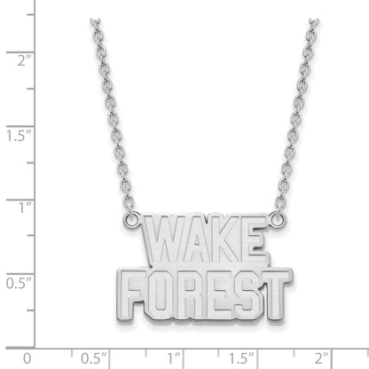 Sterling Silver Rhodium Plated Logoart Wake Forest University W F Deacon Large Pendant 18 Inch Necklace