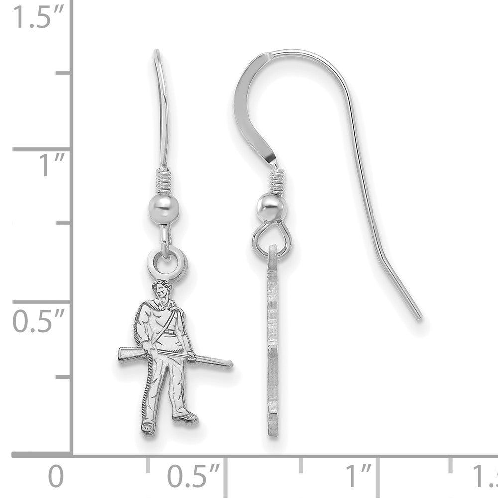Sterling Silver Rhodium Plated Logoart West Virginia University Mountaineer Small Dangle Wire Earrings