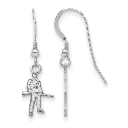 Sterling Silver Rhodium Plated Logoart West Virginia University Mountaineer Small Dangle Wire Earrings