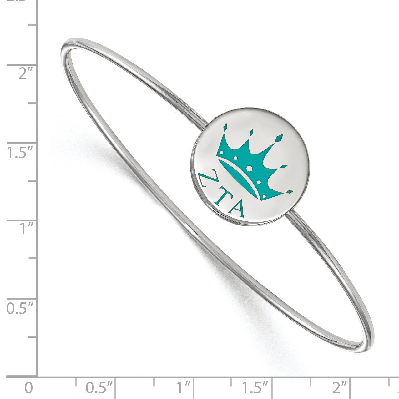 Sterling Silver Rh Plated Logoart Zeta Tau Alpha Enameled Slip On Bangle