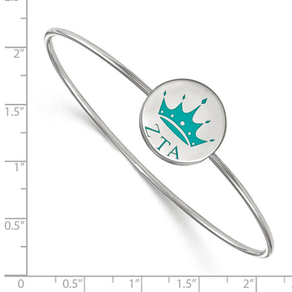 Sterling Silver Rh Plated Logoart Zeta Tau Alpha Enameled Slip On Bangle