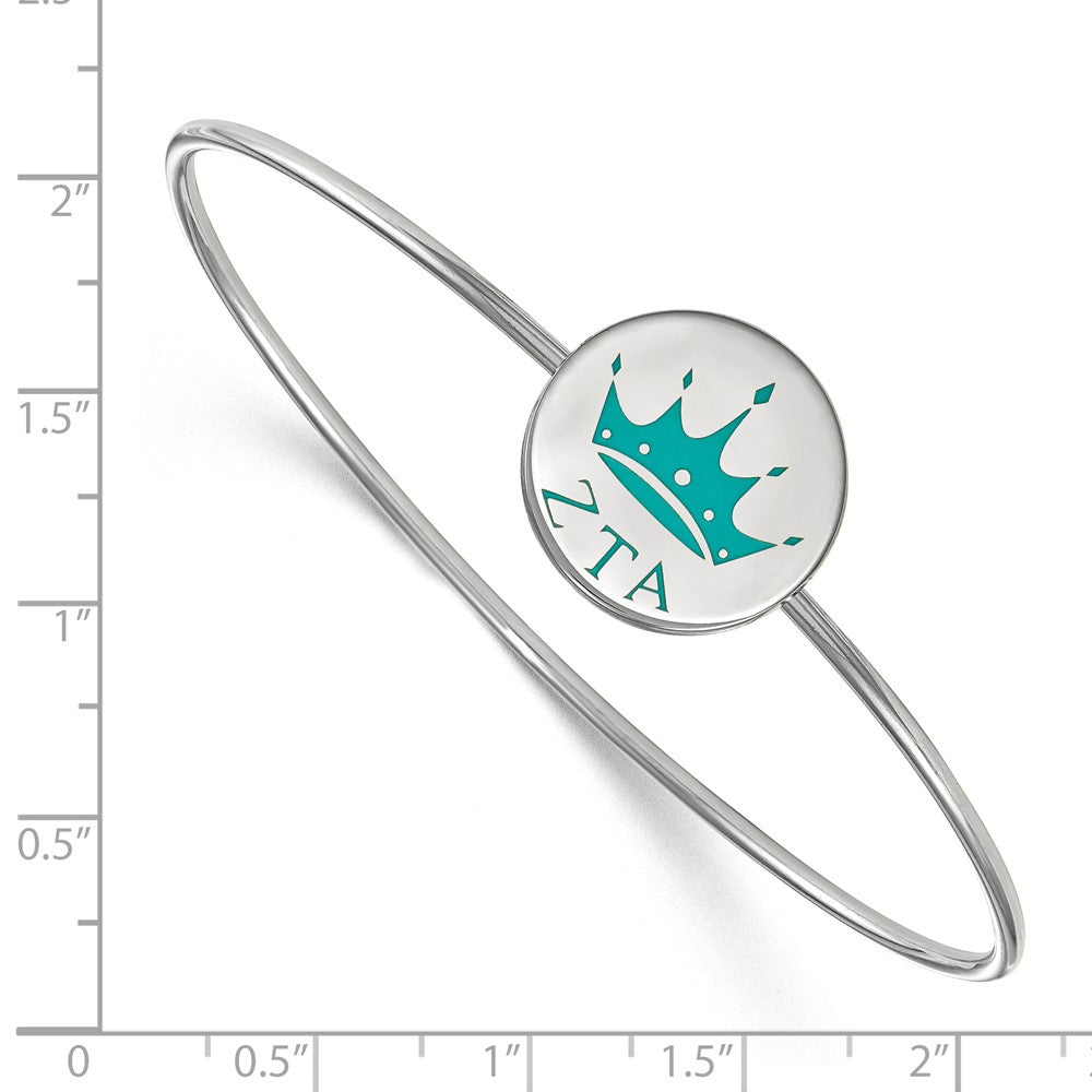 Sterling Silver Rh Plated Logoart Zeta Tau Alpha Enameled Slip On Bangle