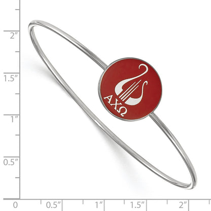 Sterling Silver Rh Plated Logoart Alpha Chi Omega Enameled Slip On Bangle
