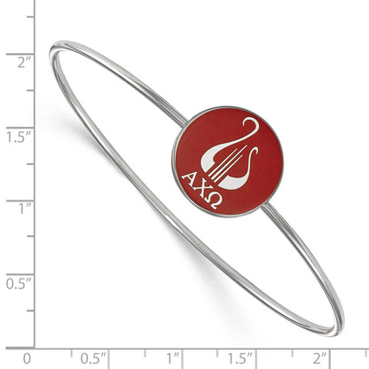 Sterling Silver Rh Plated Logoart Alpha Chi Omega Enameled Slip On Bangle