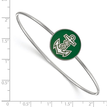 Sterling Silver Rh Plated Logoart Alpha Sigma Tau Enameled Slip On Bangle