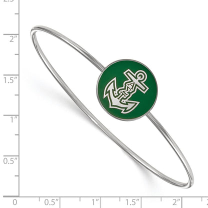 Sterling Silver Rh Plated Logoart Alpha Sigma Tau Enameled Slip On Bangle