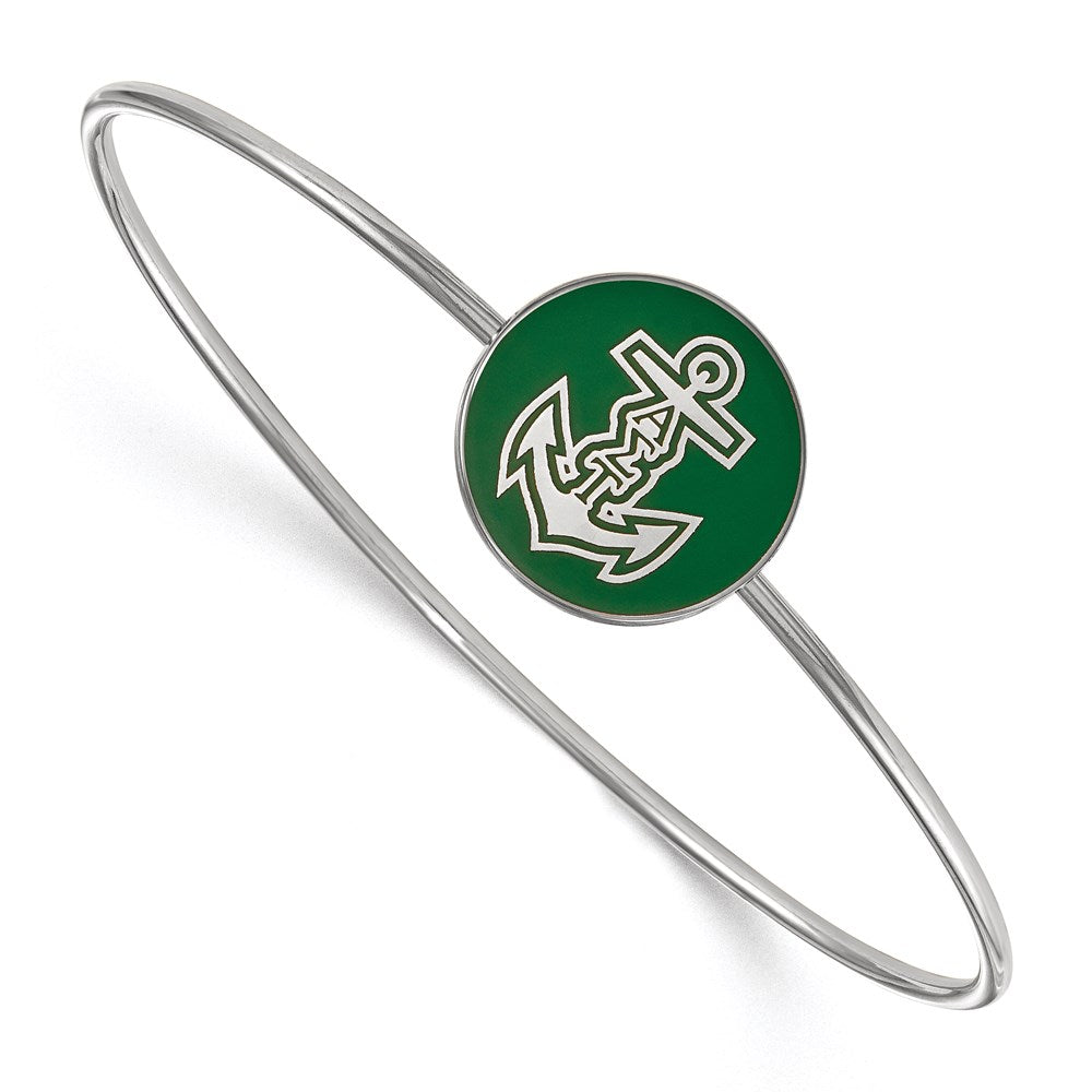 Sterling Silver Rh Plated Logoart Alpha Sigma Tau Enameled Slip On Bangle