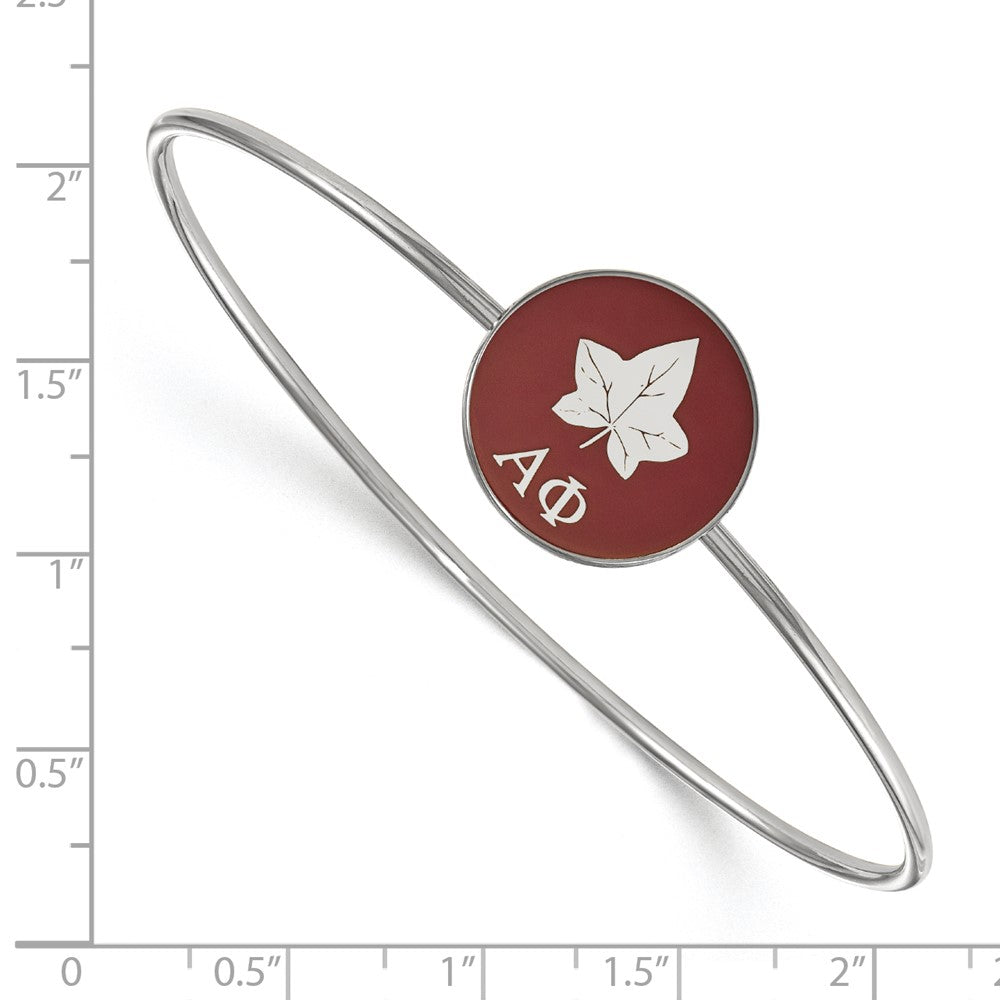 Sterling Silver Rh Plated Logoart Alpha Phi Enameled Slip On Bangle