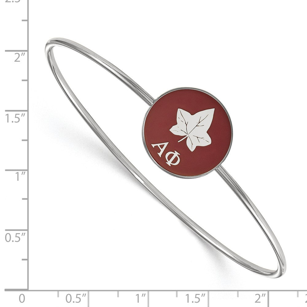 Sterling Silver Rh Plated Logoart Alpha Phi Enameled Slip On Bangle
