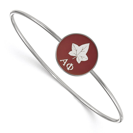 Sterling Silver Rh Plated Logoart Alpha Phi Enameled Slip On Bangle