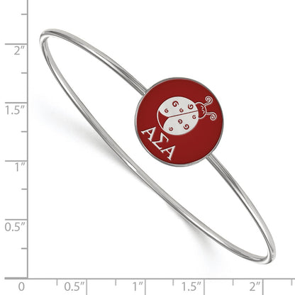 Sterling Silver S. Rh Plated Logoart Alpha Sigma Enameled Slip On Bangle