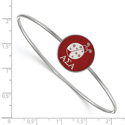 Sterling Silver S. Rh Plated Logoart Alpha Sigma Enameled Slip On Bangle
