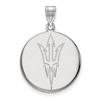 10K White Gold Logoart Arizona State University Pitchfork Large Disc Pendant