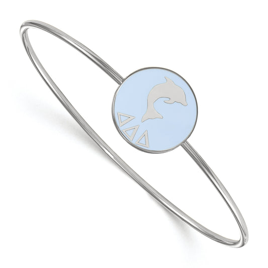 Sterling Silver S. Rh Plated Logoart Delta Enameled Slip On Bangle