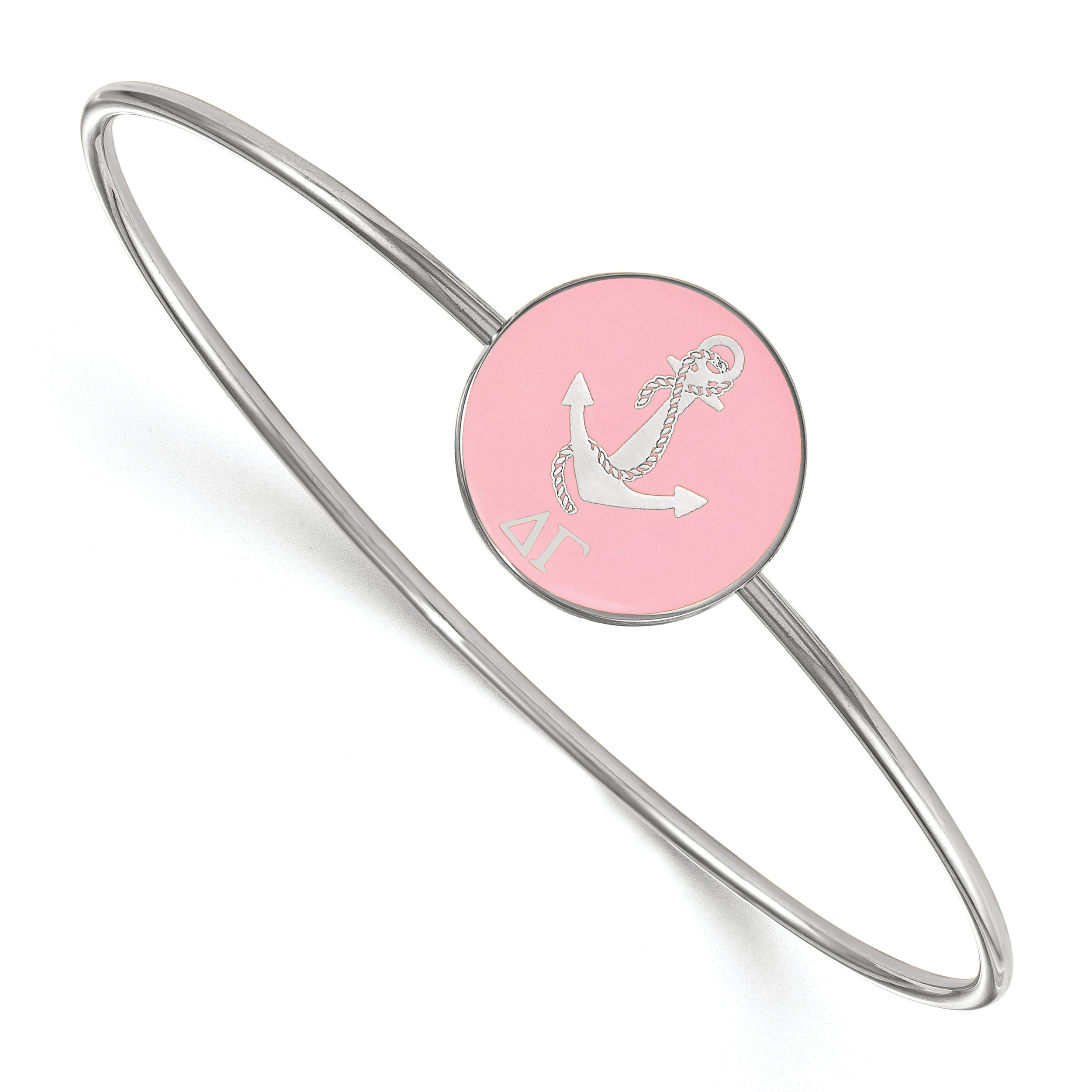 Sterling Silver Rh Plated Logoart Delta Gamma Enameled Slip On Bangle