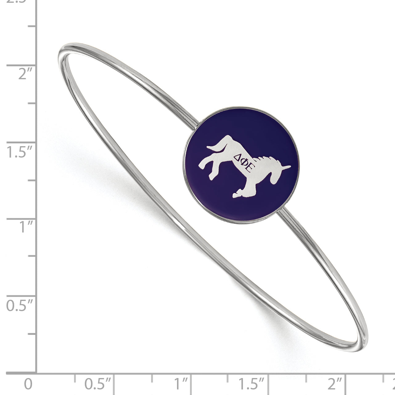Sterling Silver S. Rh Plated Logoart Delta Phi Epsilon Enameled Slip On Bangle